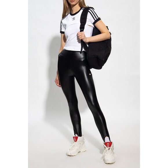 Adidas Blue Version IB4543 Faux Leather Stirrups Legging Black ( S ) - Picture 2 of 15